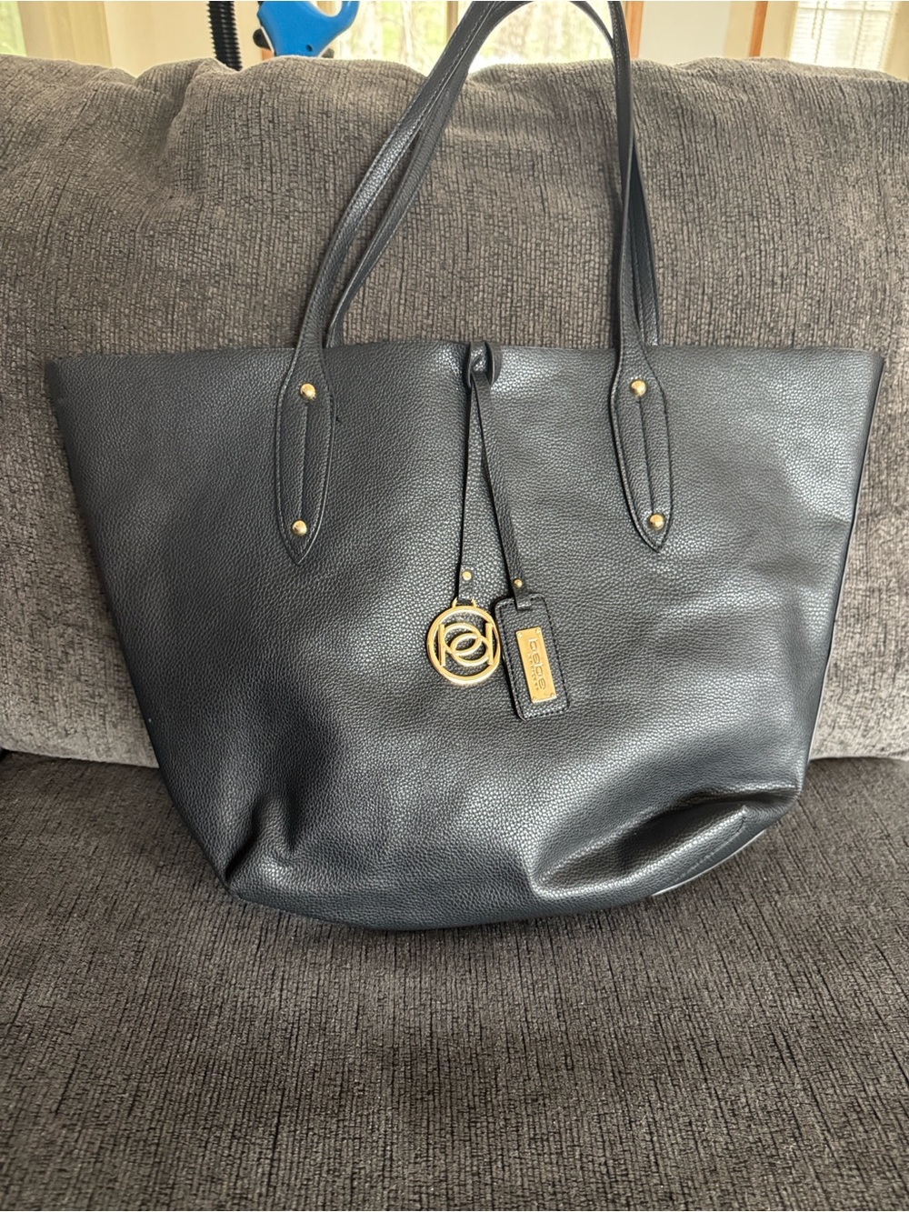 Bebe Black Leather Tote Purse
